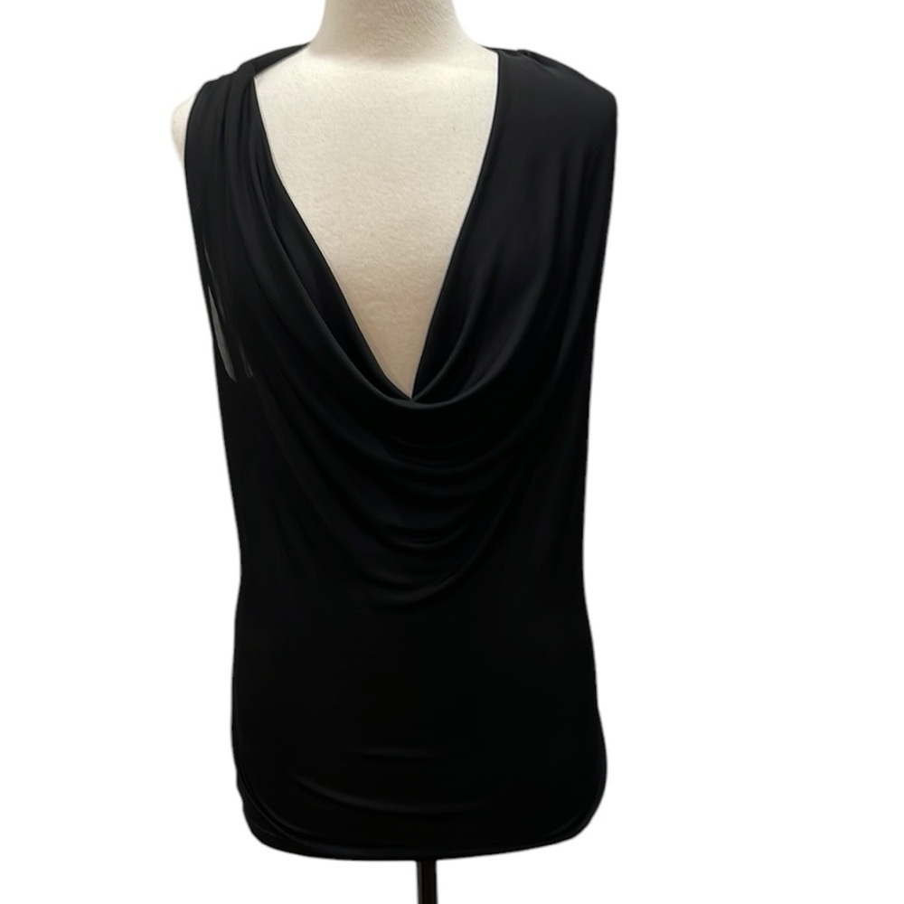 Bebe stretch Draped Cowl Racerback Tank Top SZ XS Black